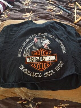 Harley-Davidson Black Crop Top with Orange & White Logo